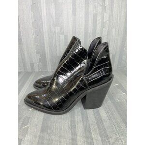 Steve Madden Lev Booties Black Women Size 9.5 Croc Faux Leather
